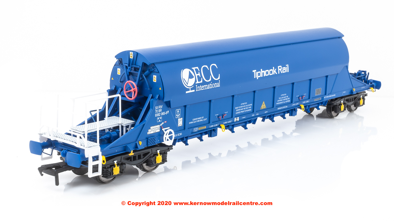 SB002J JIA TIGER China Clay Wagon number 33 70 9382065-8 in ECC International Blue livery with Tiphook Rail branding and pristine finish.
